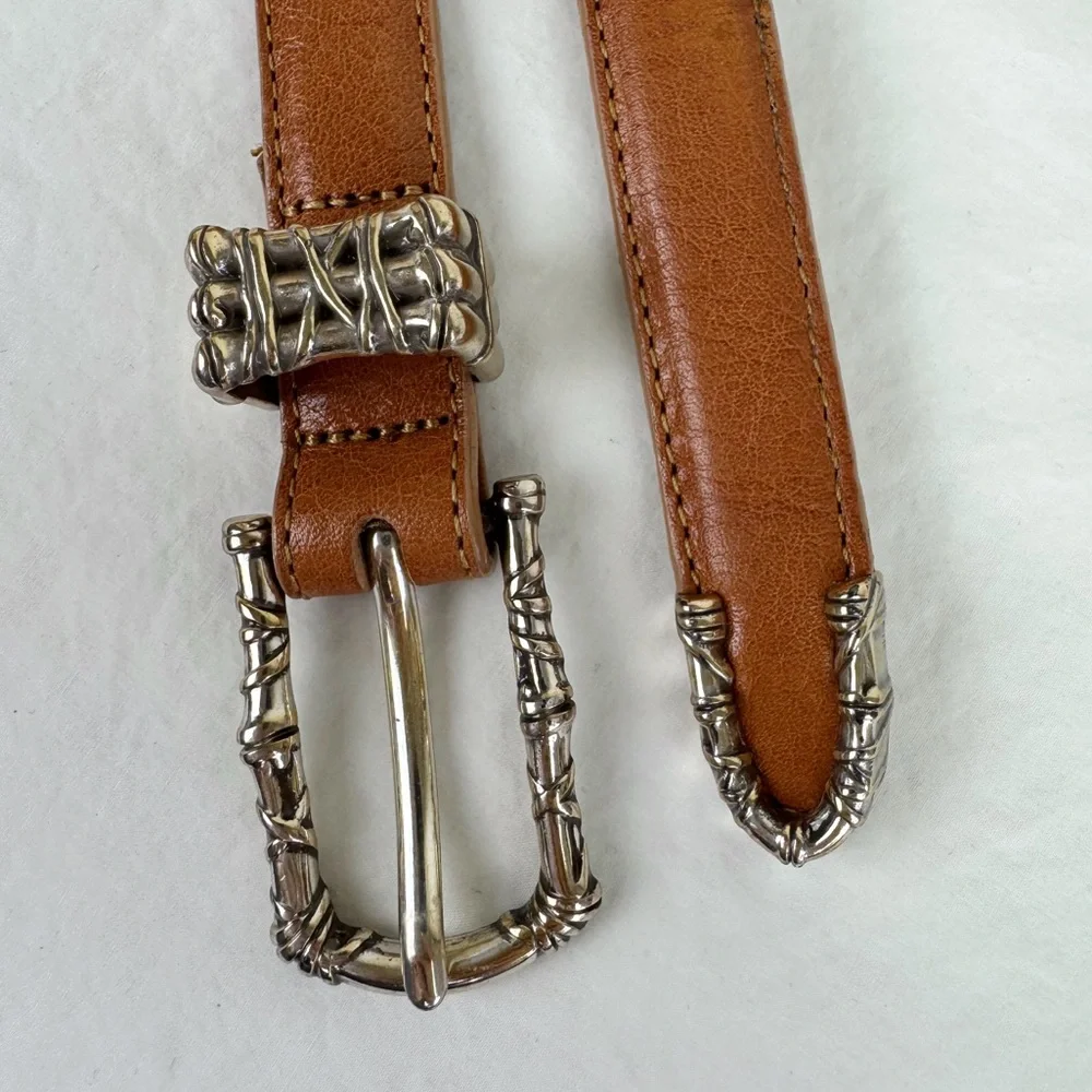 Talbots Vintage Bamboo Buckle Brown Belt
